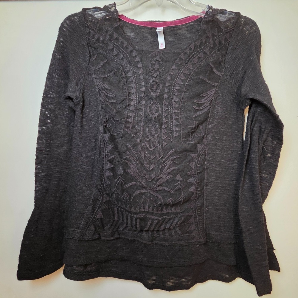 Xhilaration Women's Witchy Whimsigoth Black Top Size XS Witch Lace Fairygrunge